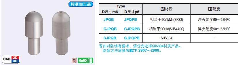 大頭球面型定位銷